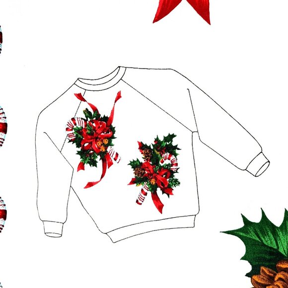 Vintage Christmas Star Dust Appliqués Fabric Panel By Cranston Print Works - Picture 10 of 16